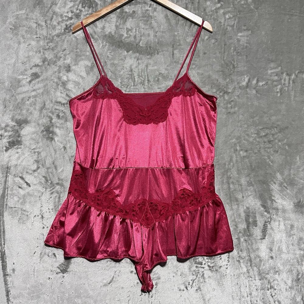 Vintage‎ Maidenform Liquid Satin Teddy Bodysuit Womens Size L Red Romantic USA